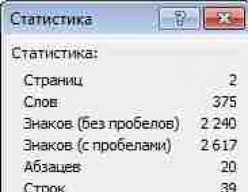 Где статистика в ворде. Определение количества символов в документе Microsoft Word. Что такое Знакосчиталка